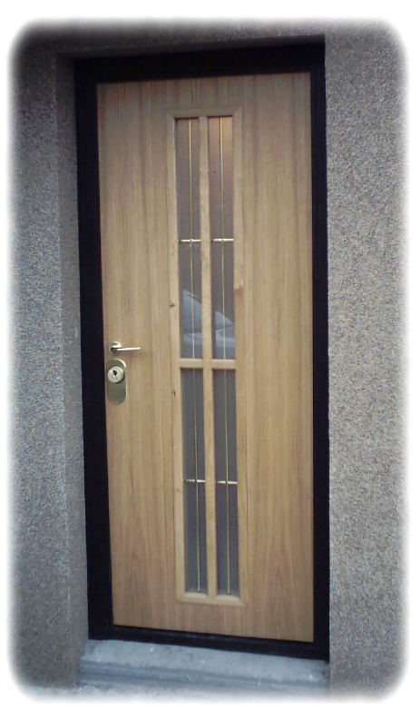 tölgyfa  biztonsági ajtó üvegezve